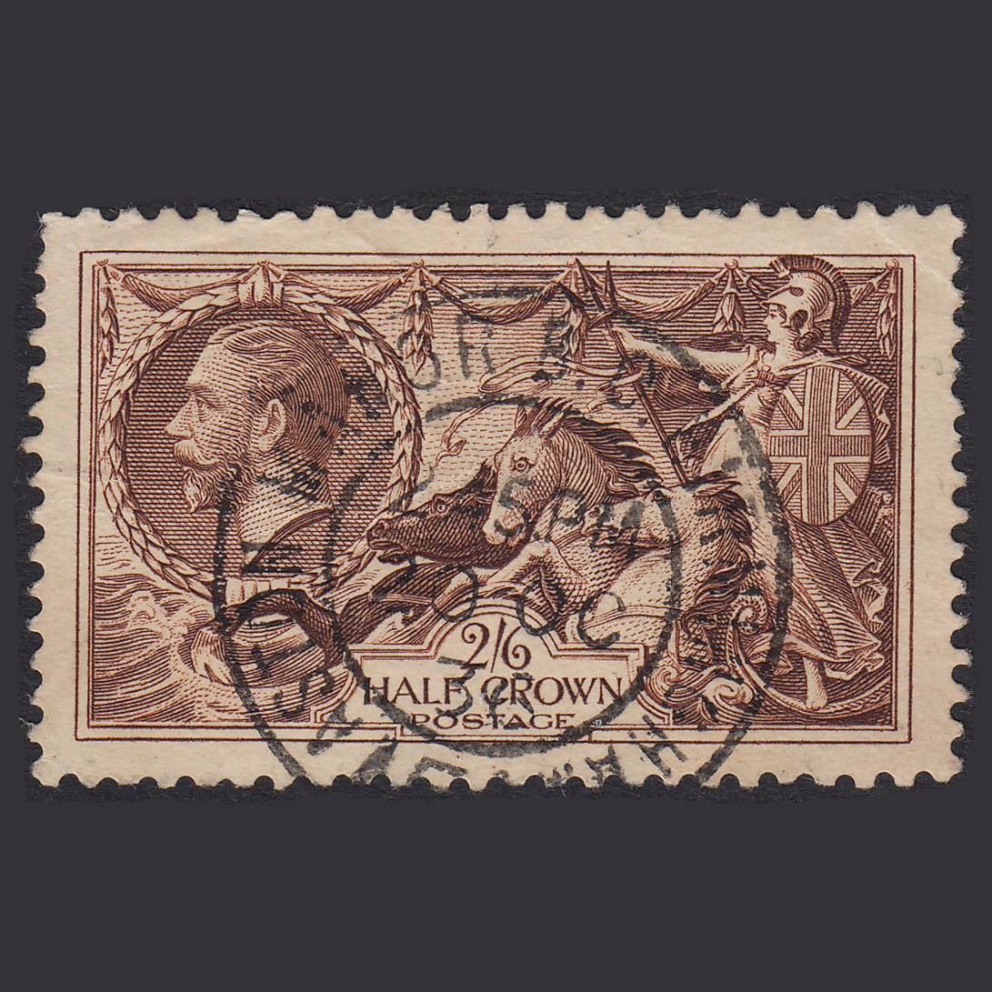 GB KG5 1934 2/6 Chocolate-Brown Seahorses SG450-N73(1) GU Aston Manor CDS