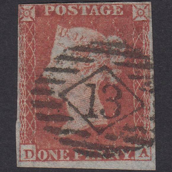 GB QV 1841 1d Plate 171 SG8-B2(1) DA FU 4M London IS 13 Thin Paper