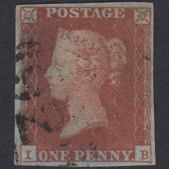 GB QV 1841 1d Red-Brown Plate 130 SG8-B1(1) IB FU 4 Margins Light Cancel