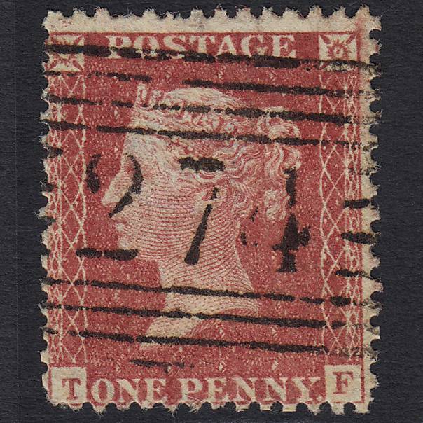 GB QV 1857 1d Rose-red (Plate 27) SG40-C10(1) TF FU Old Meldrum 274