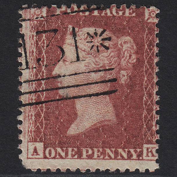 GB QV 1857 1d Rose-red SG40-C10(1) AK GU Edinburgh 131