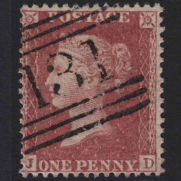 GB QV 1857 1d Rose-red (Plate 60) SG40-C10(1) JD VFU Edinburgh 131