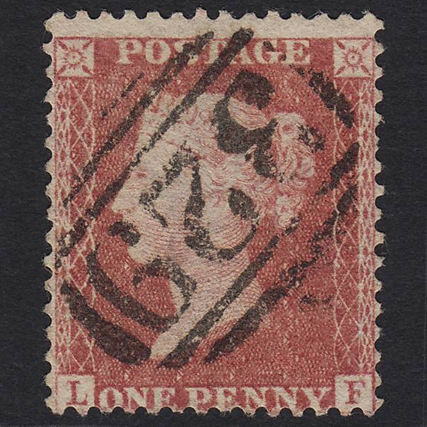 GB QV 1857 1d Rose-red (Plate 63) SG40-C10(1) LF FU Halesworth 329