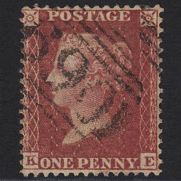 GB QV 1857 1d Deep Rose-red (Plate 52) SG41-C10(4) KE FU Saxmundham 690