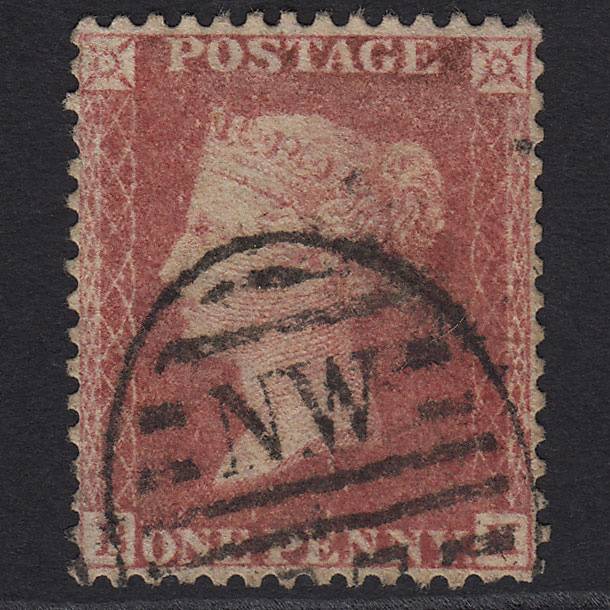 GB QV 1857 1d Rose-red (Plate 48) SG40-C10(1) BK FU in London