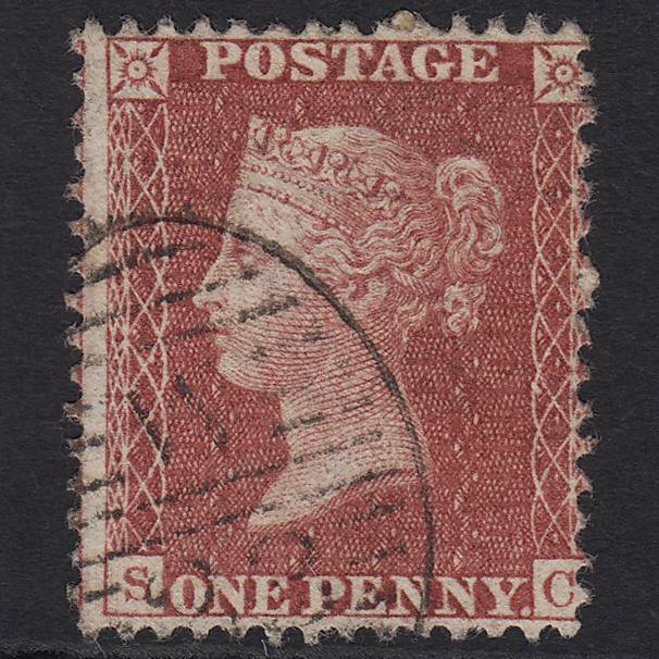 GB QV 1857 1d Rose-red (Plate 42) SG40-C10(1) SC VFU in London W23