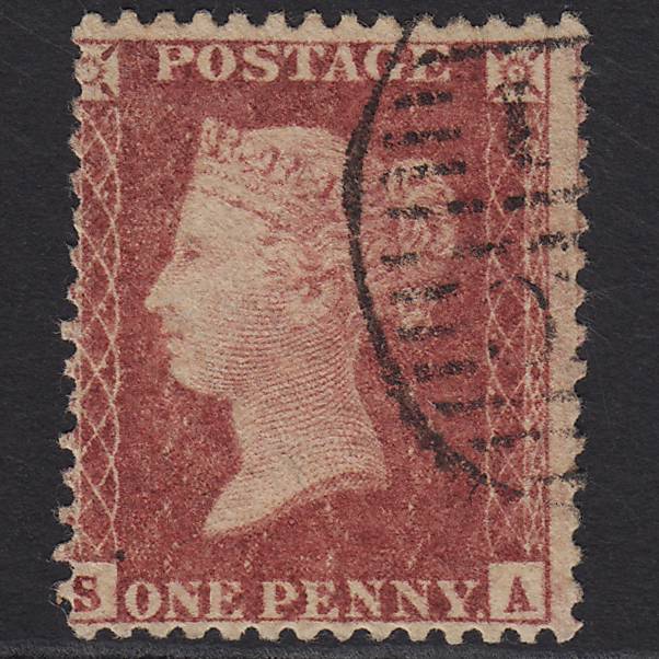 GB QV 1857 1d DP Rose-red (Plate 36) SG41-C10(4) SA FU Light London D&S Cancel