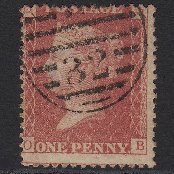 GB QV 1857 1d Rose-red (Plate 59) SG40-C10(1) OB FU London D&S Cancel Misperf