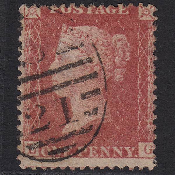 GB QV 1857 1d Rose-red (Plate 66) SG40-C10(1) LG FU London D&S S21 Misperf