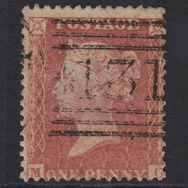GB QV 1857 1d Rose-red (Plate 68) SG40-C10(1) MG FU Edinburgh 131 Misperf