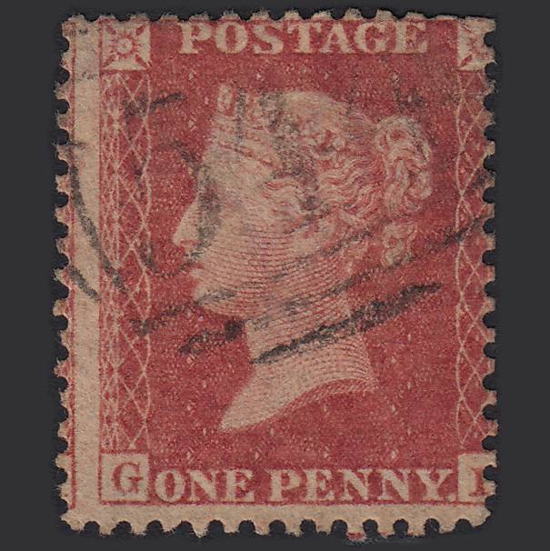 GB QV 1857 1d Rose-red (Plate 42) SG40-C10(1) GL GU Newbury 544 Misperf