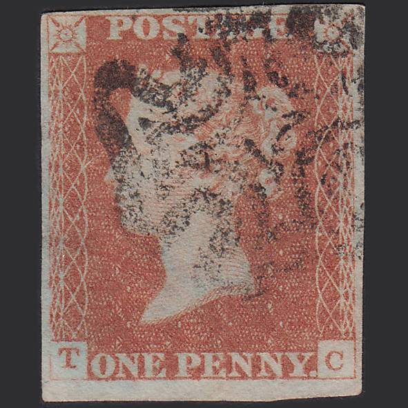GB QV 1841 1d Red-brown (Plate 24) SG8-B1(1) TC GU 4 Margins Maltese Cross