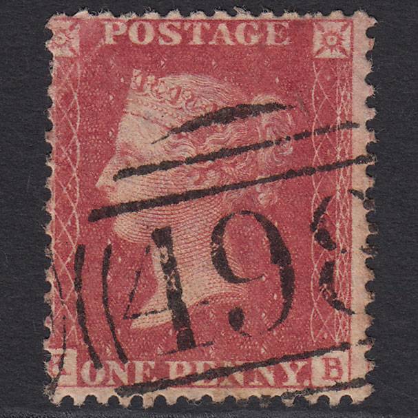 GB QV 1857 1d Rose-red (Plate 52) SG40-C10(1) KB GU Manchester 498