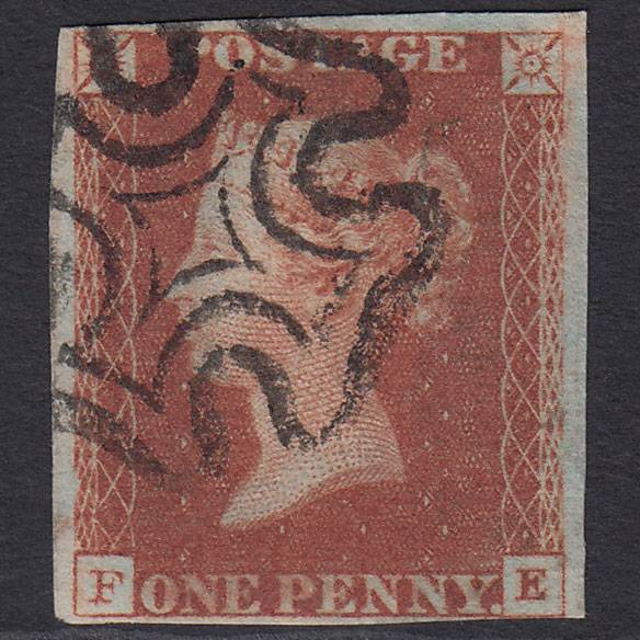 GB QV 1841 1d Red-brown (Plate 20) SG8-B1(1) FE FU 4 Margins Maltese Cross