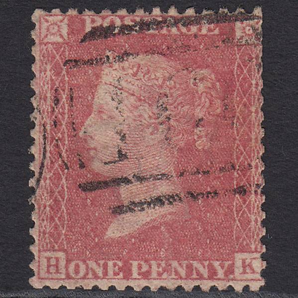 GB QV 1857 1d Pale Rose (Plate 39) SG39-C10(3) 'HK' GU Light Cancel