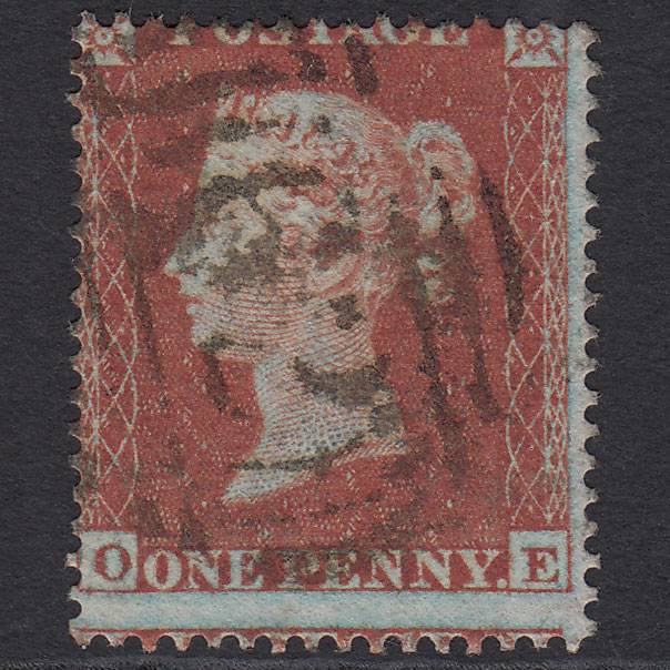 GB QV 1854 1d Plate R6 SG17-C1(1) OE GU Belfast 62 Irish Spoon Misperf