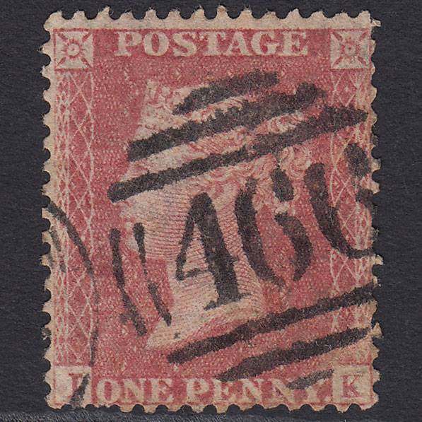 GB QV 1857 1d Pale Rose (Plate 27) SG39-C10(3) IK GU Liverpool 466