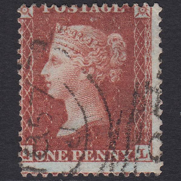 GB QV 1856 1d Red-brown (Plate 37) SG29-C8(1) QL VFU Large Misperf