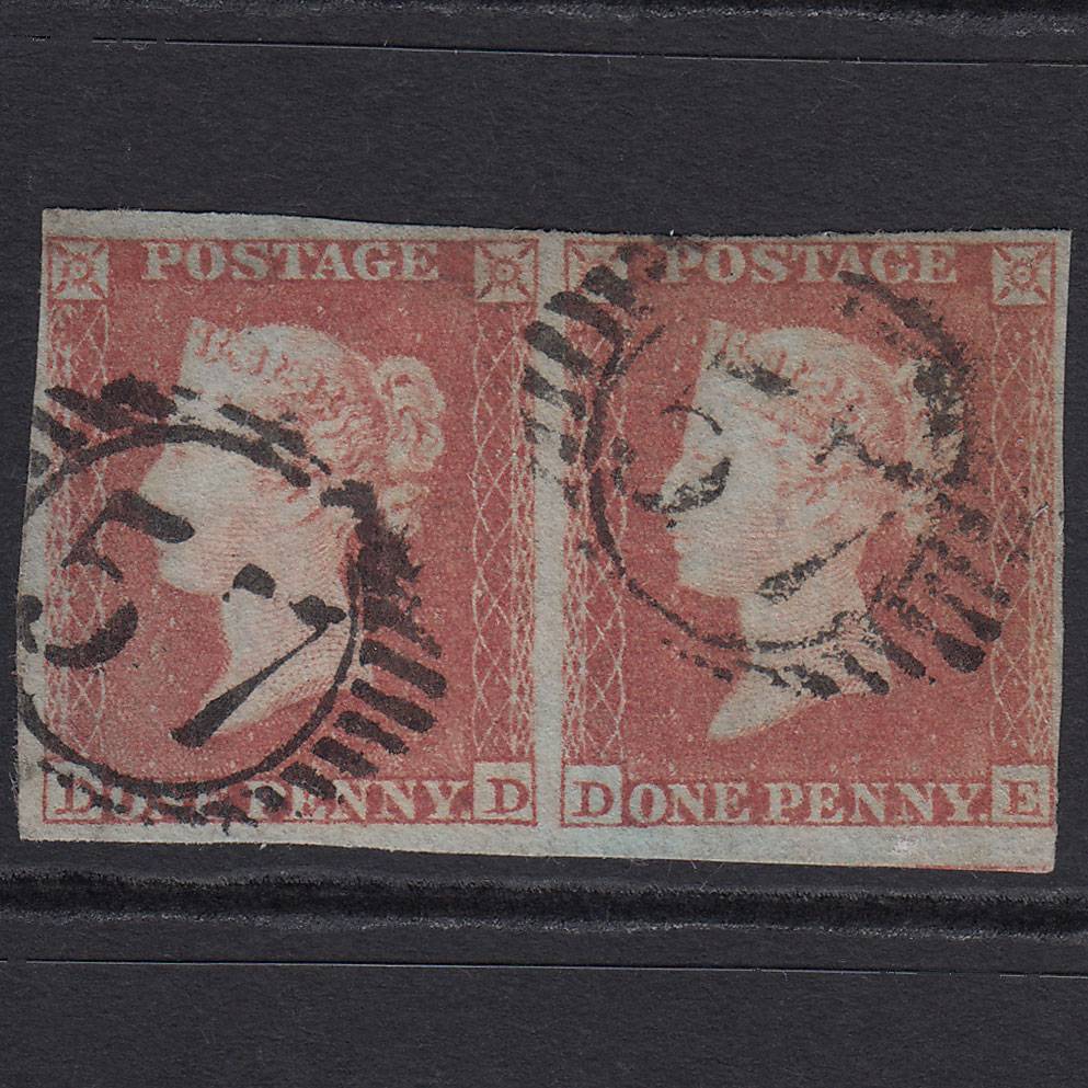 GB QV 1841 1d Red-brown (Plate 152) SG8-B2(1) DD-DE FU Pair 4M London D&S 57