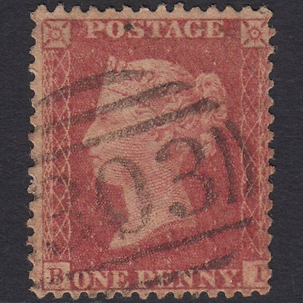 GB QV 1857 1d Rose-red (Plate 36) SG40-C10(1) BI GU Folkestone 303