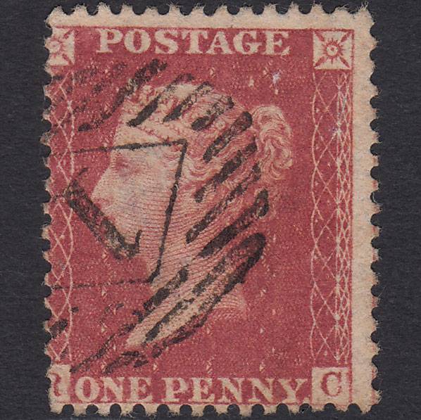 GB QV 1857 1d Rose-red (Plate 67) SG40-C10(1) RC FU London IS 1 Misperf