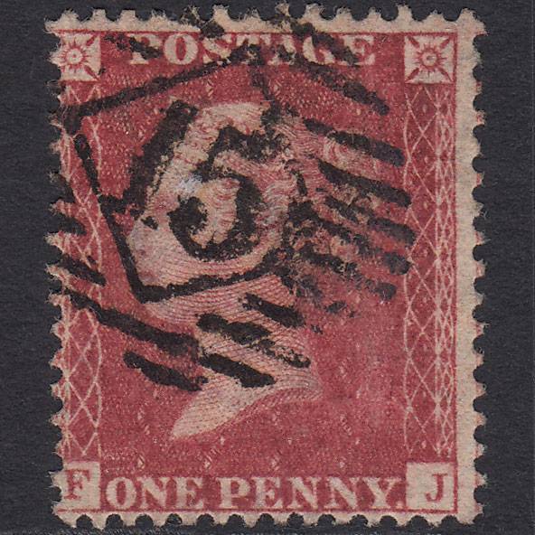 GB QV 1857 1d Deep Rose-red (Plate 63) SG41-C10(4) FJ FU London IS 15 Misperf