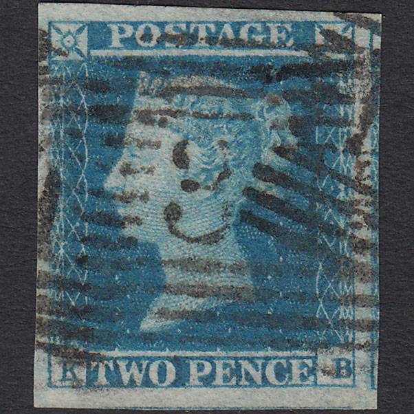 GB QV 1841 2d Blue (Plate 4) SG14-E1(2) KB FU 4 Good Margins Scotland