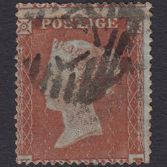 GB QV 1854 1d Red-brown (Plate 192) SG17-C1(1) KB London IS Cancel