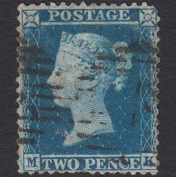 GB QV 1855 2d Blue (Plate 5) SG34-F6(1) MK GU London IS Cancel