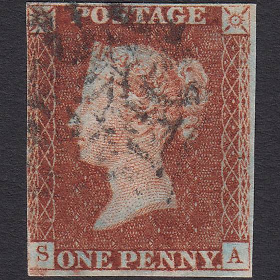 GB QV 1841 1d Deep Red-brown (Plate 24) SG10-B1(4) SA FU nr 4 Margins MX