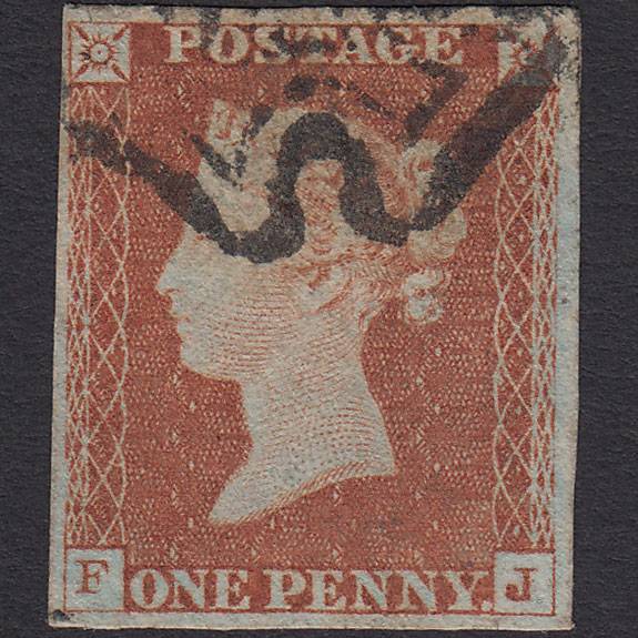 GB QV 1841 1d Red-brown (Plate 24) SG8-B1(1) FJ FU 4 Margins Maltese Cross