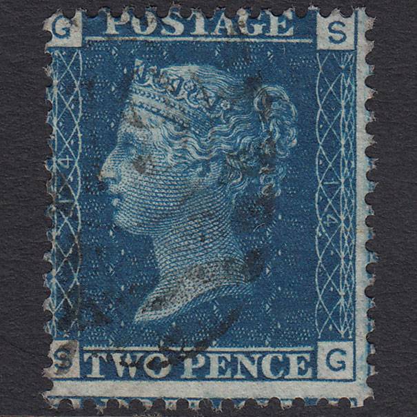 GB QV 1869 2d Deep Blue (Plate 14) SG47-G3 SG VFU London D&S 79