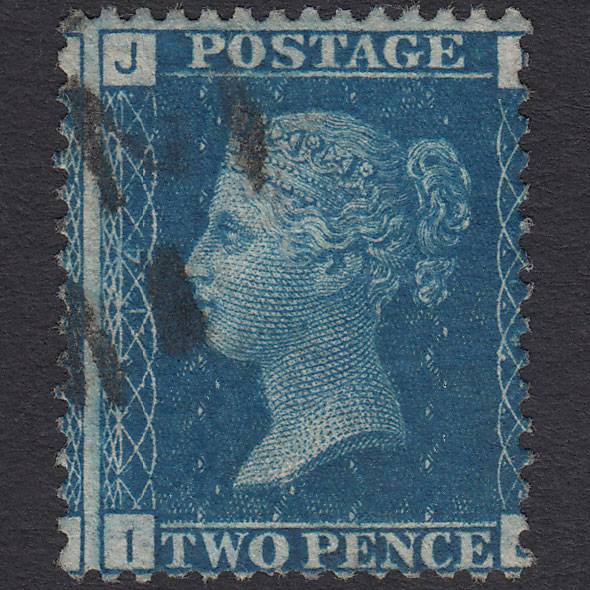 GB QV 1869 2d Blue (Plate 14) SG46-G3 IJ FU Light Cancel Large Misperf