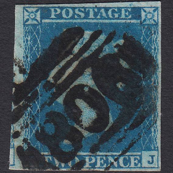 GB QV 1841 2d Blue (Plate 4) SG14-E1(2) IJ GU 4 Margins Torrington 806
