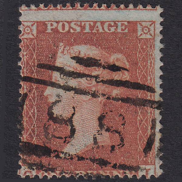 GB QV 1854 1d Red-Brown Plate R4 SG17-C1(1) GI FU Bodmin 88 Misperf