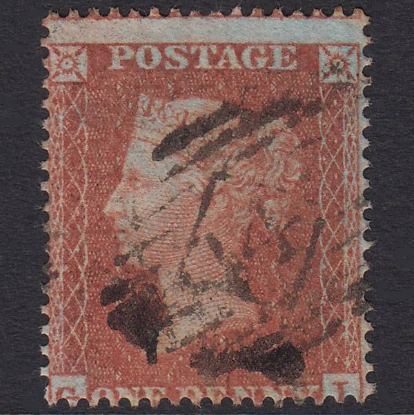 GB QV 1855 1d Red-Brown Plate 2 SG21-C4(1) GI FU London IS 14