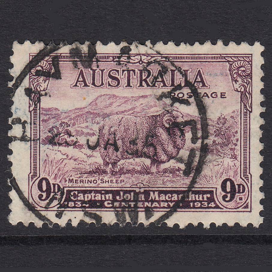 AUSTRALIA 1934 9d Bright Purple Merino Ram SG152 VFU Haymarket CDS Cancel