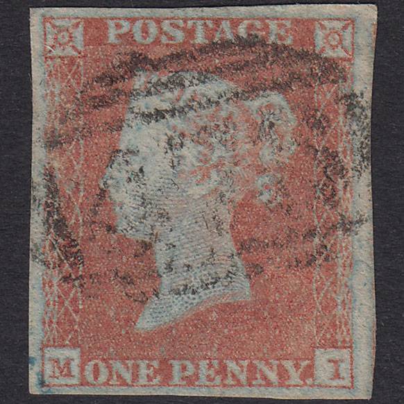 GB QV 1841 1d Plate 105 SG8-B1(1) Framed Reverse MI FU 4M Lowestoft 478