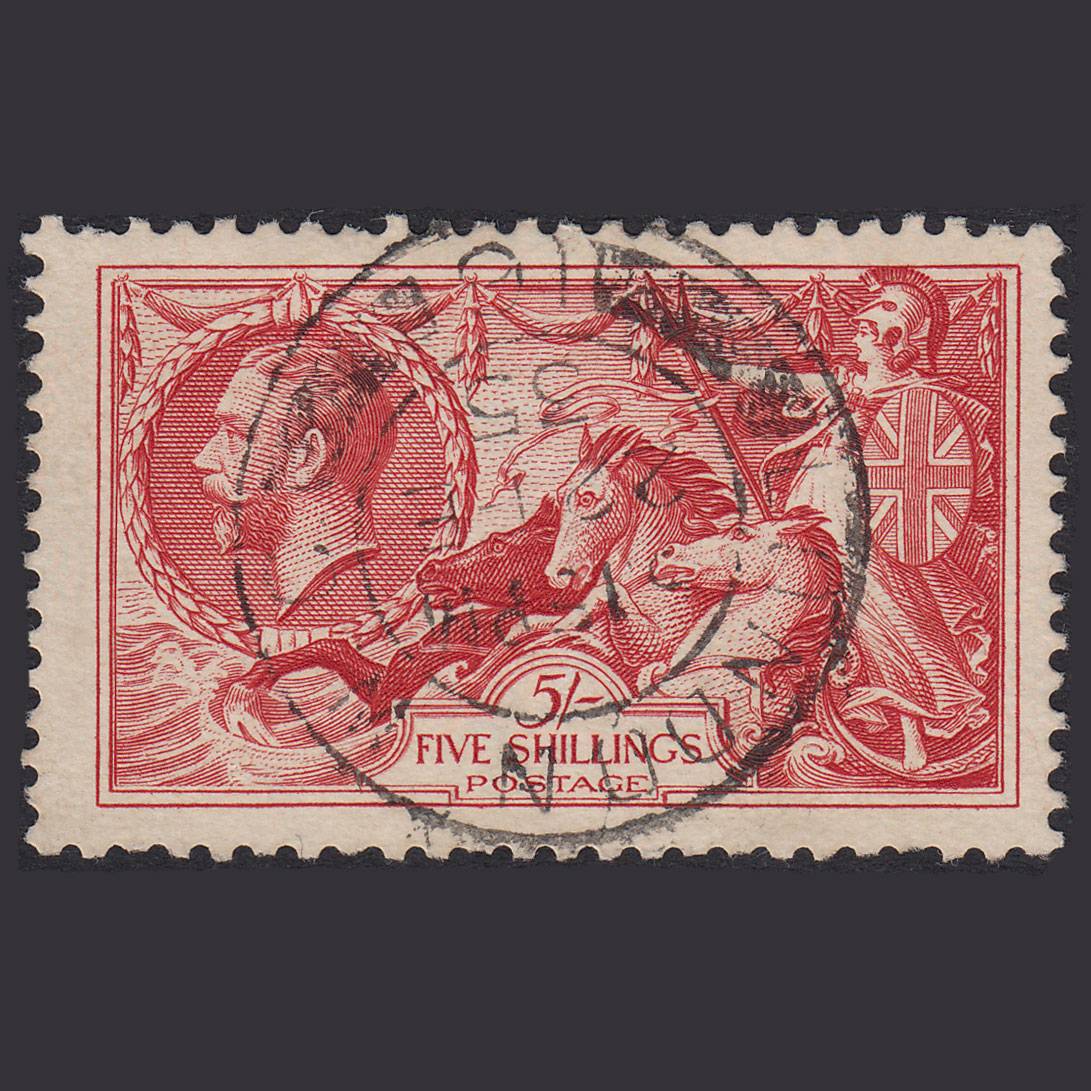 GB KG5 1934 5/- Bright Rose-Red Seahorses SG451-N74 FU London CDS