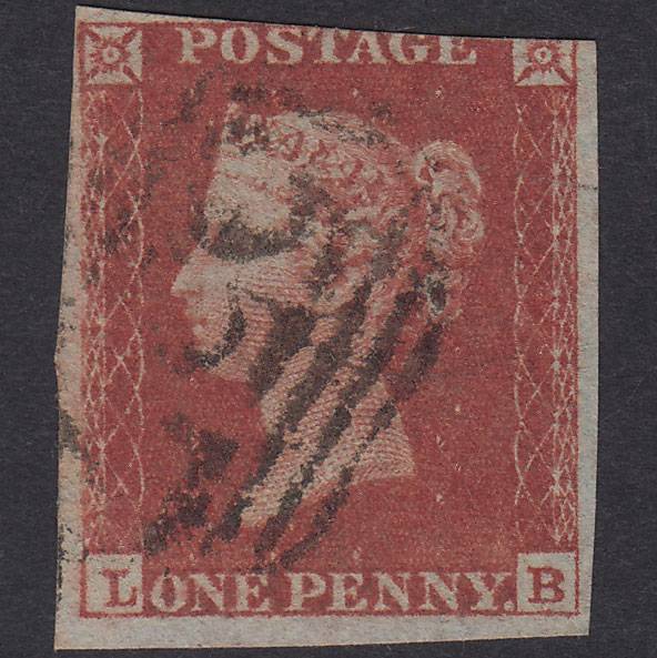 GB QV 1841 1d Red-Brown Plate 159 SG8-B2(1) LB GU 3 Margins Newmarket 557