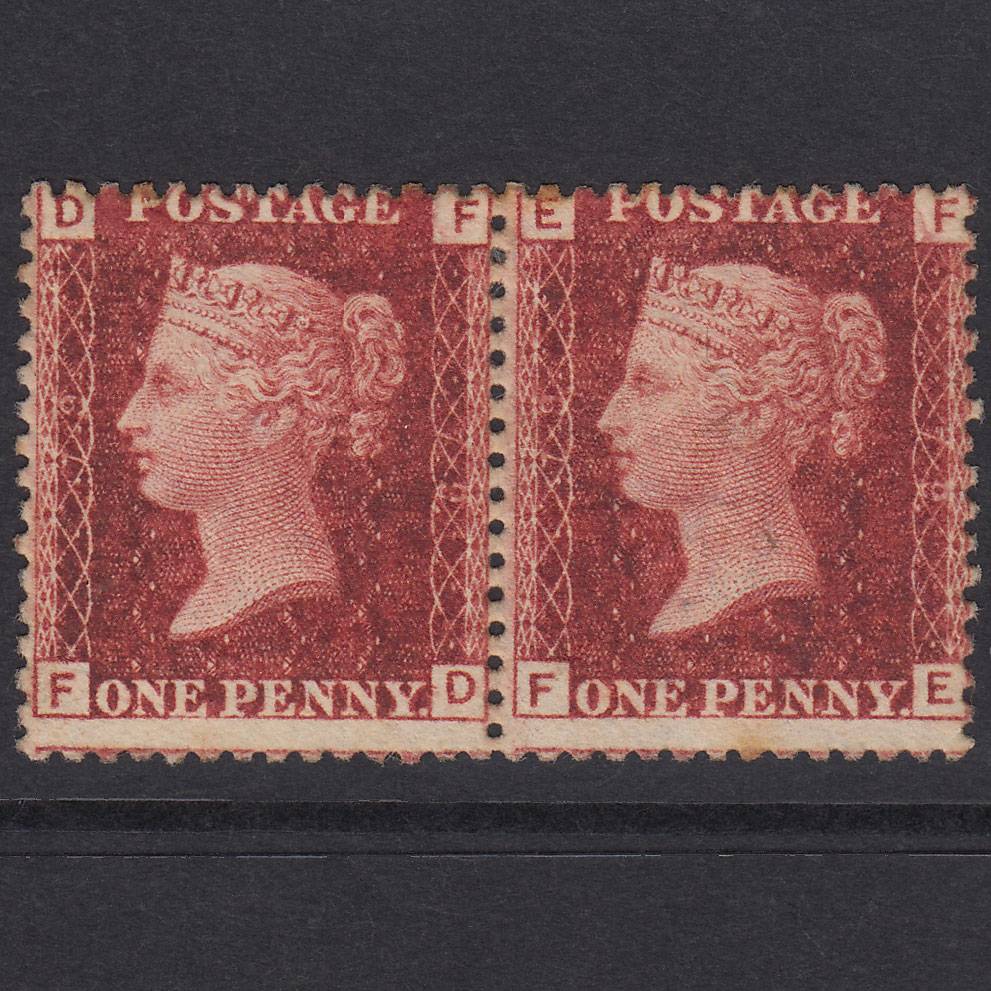 GB QV 1864 1d Lake-Red Plate 79 SG44-G1(2) FD-FE Good LM Mint Pair