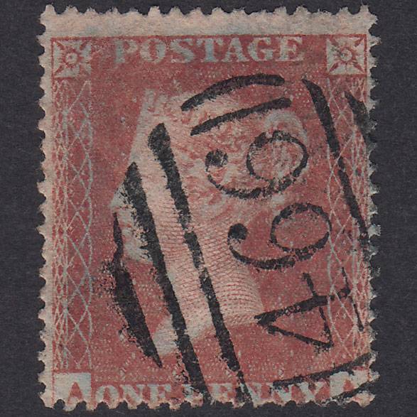 GB QV 1854 1d Red-Brown Plate R6 SG17-C1(1) AA GU Liverpool 466