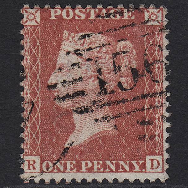 GB QV 1857 1d Dull Red Transitional (Plate 27) C9(5) RD FU Cork 156