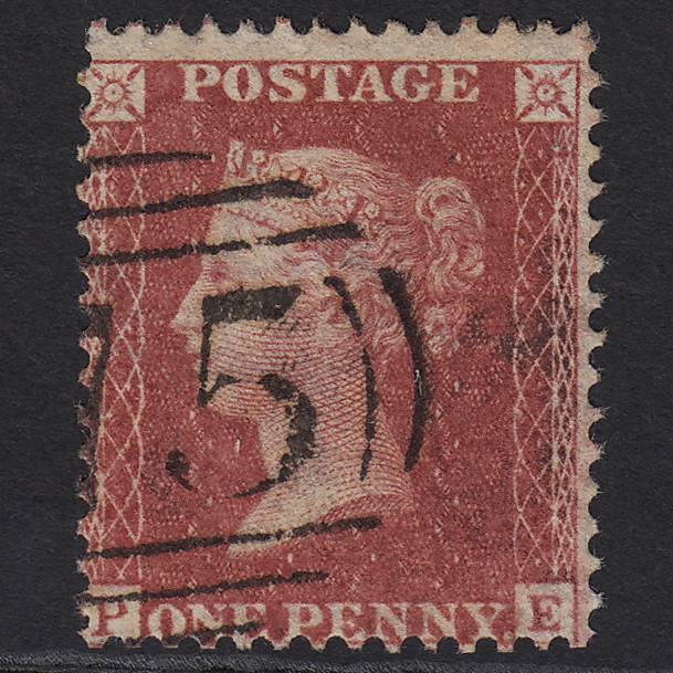 GB QV 1857 1d Rose-red (Plate 38) SG40-C10(1) PE FU Birmingham 75