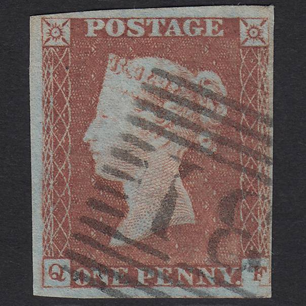 GB QV 1841 1d Red-brown (Plate 81) SG8-B1(1) QF FU 4M Imperf Edinburgh 131