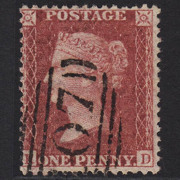 GB QV 1857 1d Deep Rose-red (Plate 55) SG41-C10(4) RD FU Bradford 107