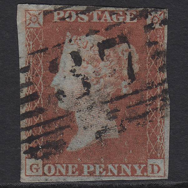 GB QV 1841 1d Red-brown (Plate 154) SG8-B2(1) GD GU 4M Imperf Macduff 37