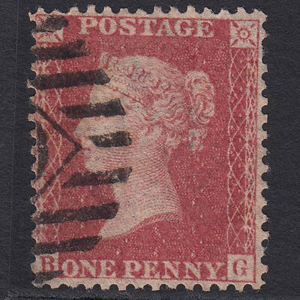 GB QV 1857 1d Rose-red (Plate 58) SG40-C10(1) BG GU London IS Cancel
