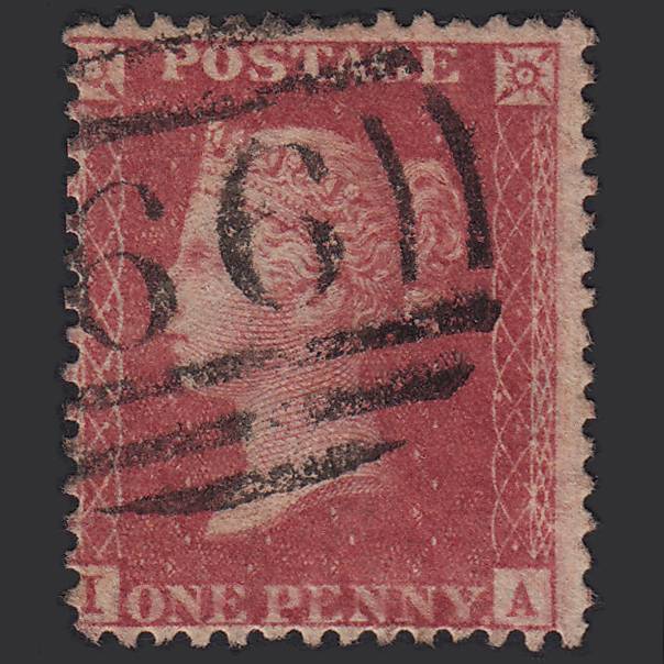 GB QV 1857 1d Rose-red (Plate 60) SG40-C10(1) IA FU Berwick 66 Misperf