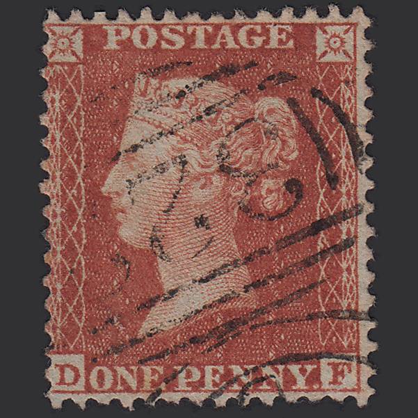 GB QV 1855 1d Red-brown (Plate 2) SG24-C3(1) DF FU Gravesend 322